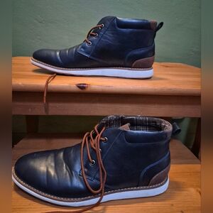 Ferro Aldo Houston Chukka Boots Navy Blue Leather Size 12 Casual Lace Up